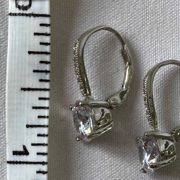 CZ in 925 Sterling Silver Leverback Earrings - Picture 5 of 10